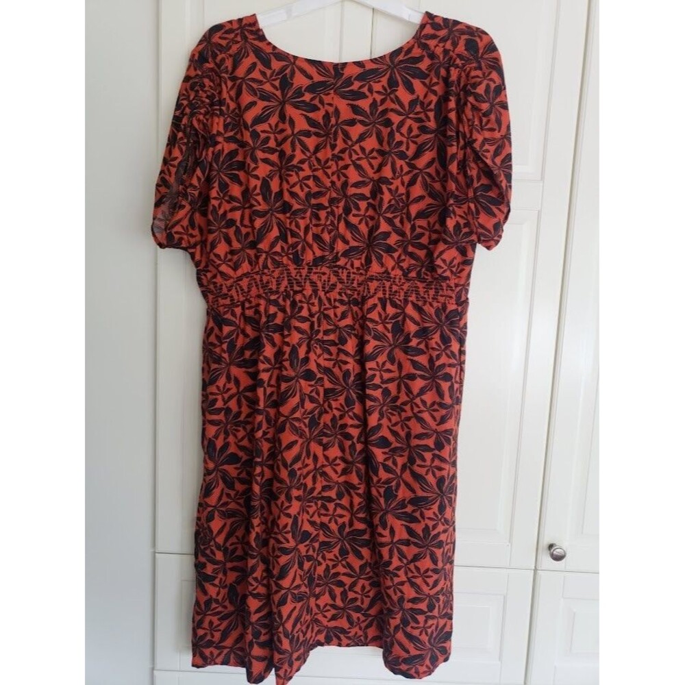 Ava & Viv Dolman Short Sleeve Midi Dress -Orange Floral - 2X - NEW - Picture 7 of 7